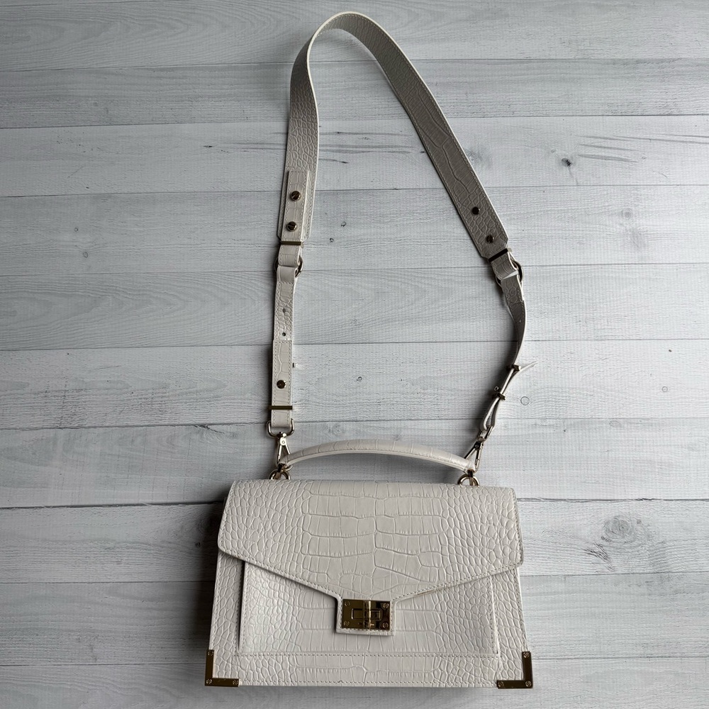 The Kooples Emily Crocodile-Effect Bag in White